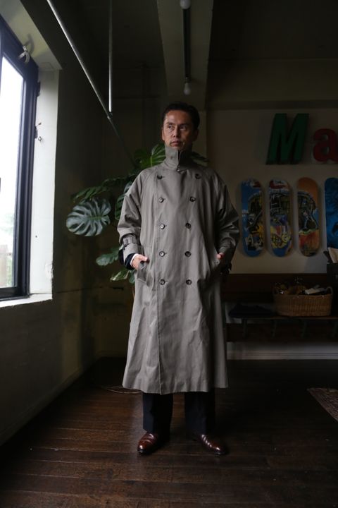 YOKE 21AW REVERSIBLE TRENCH COAT SAGE GREEN style.8.13.