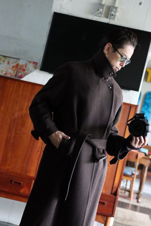 YOKE DOUBLE BREAST OVERCOAT"BROWN"style.2021.10.12.