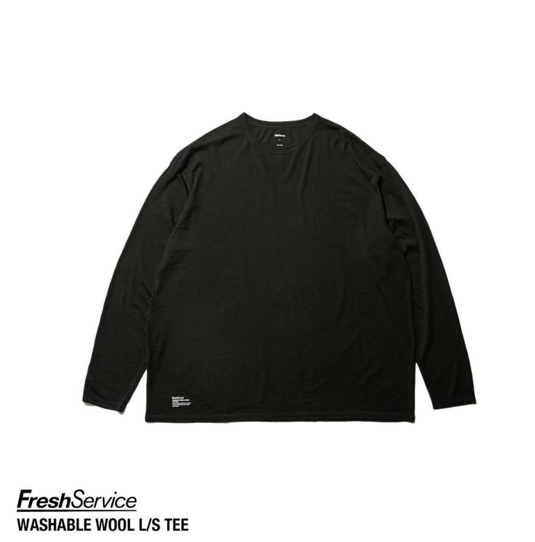 フレッシュサービス24SS WASHABLE WOOL L/S TEE(FSC241-70166B)BLACK - M