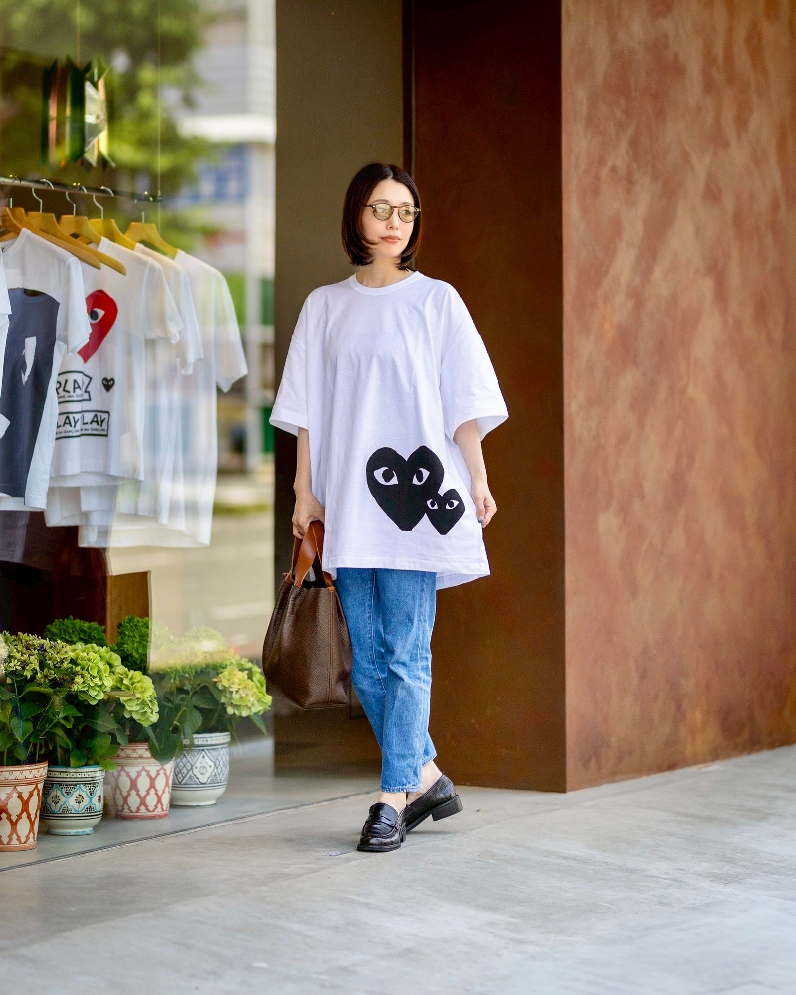【コムデギャルソン】PLAY オーバーサイズ Tシャツ PLAY COMME des GARCONS プレイ コム デ ギャルソン Tシャツ