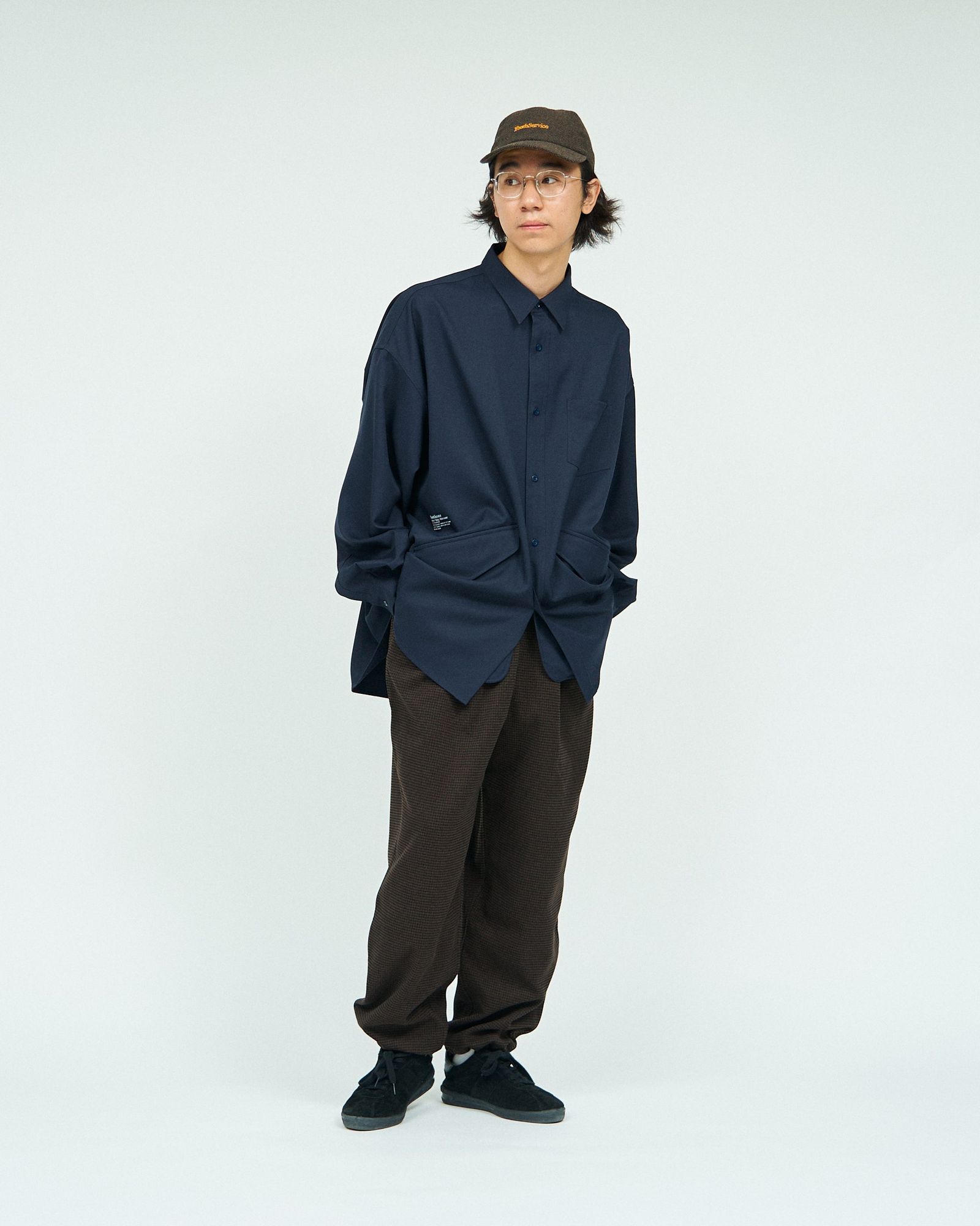 フレッシュサービス HOUNDSTOOTH TWO TUCK TRACK PANTS (FSC243-40188)BROWN