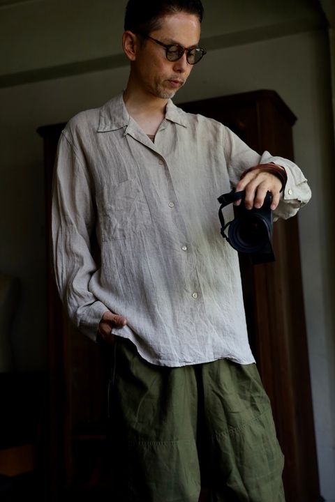 blurhms 25FW Linen Open-collar Shirt L/S(BHS25F020)natural