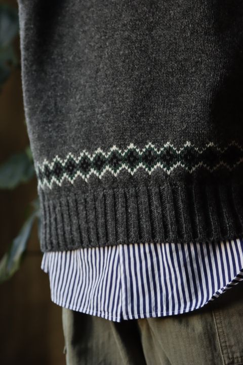 JUNYA WATANABE COMME des GARCONS MAN ウールジャガードニット"TOP GRAY"style.2021.10.26.
