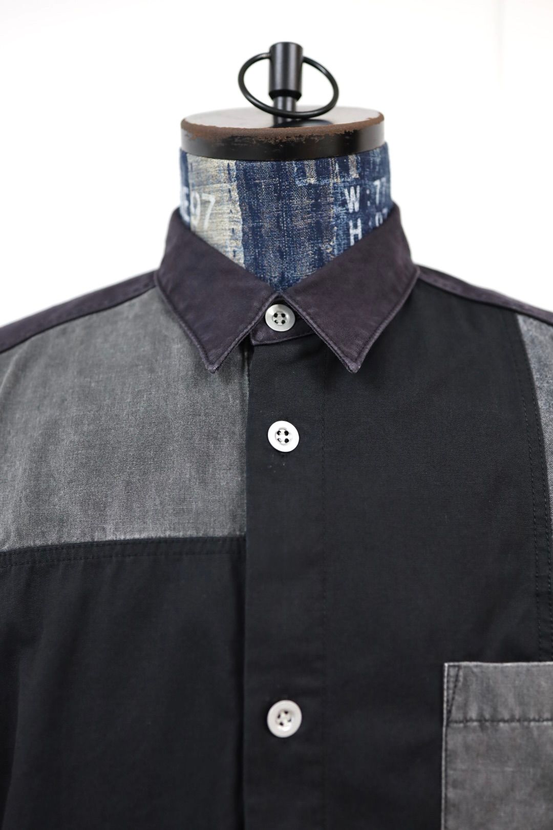 コムデギャルソンオム26SS 綿オックス×多素材MIXシャツ(HQ-B019-051)BLACK×GRAY☆4月3日(金)発売！