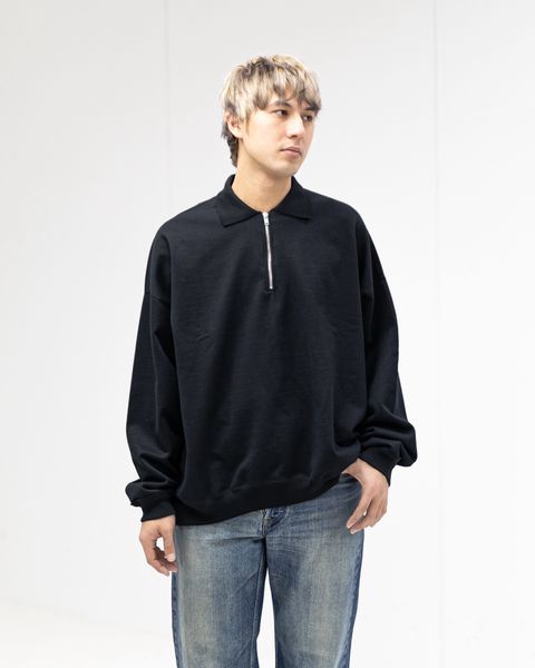 MARKAWARE 26SS HALF ZIP POLO HUGE SWEAT(A26A09CS03C)BLACK☆新作発売！