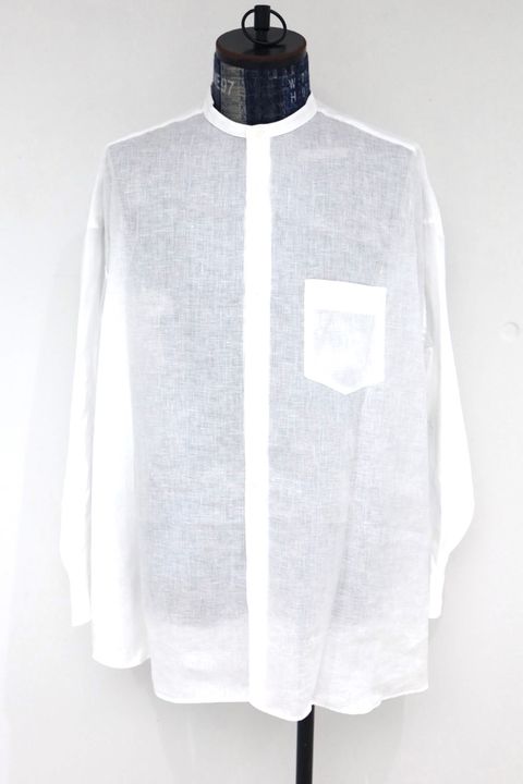 グラフペーパー Linen L/S Oversized Band Collar Shirt(GM262-50040B)WHITE☆6月20日(土)発売！