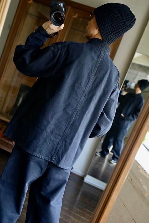 A.PRESSE 2025 STYLE2 Vintage Silk Hemp Coverall Jacket"BLACK"スタイル