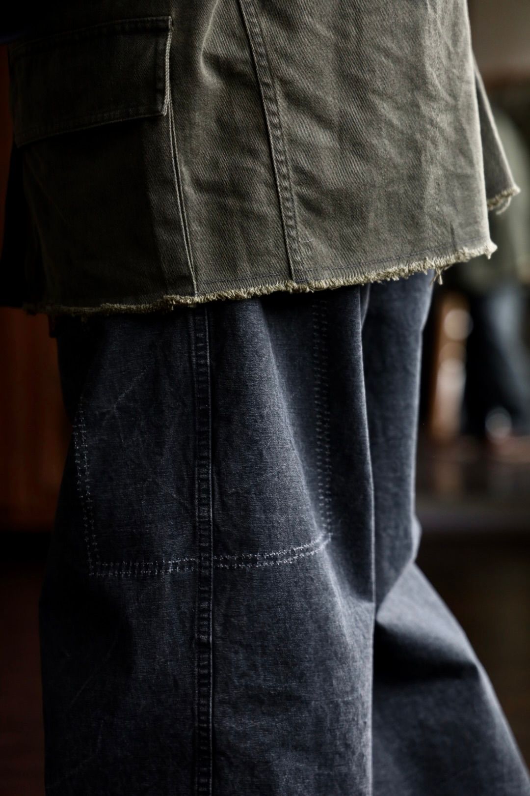 YOKE COTTON CUT-OFF COVERALL JACKET"DUSTY KAHKI"スタイル