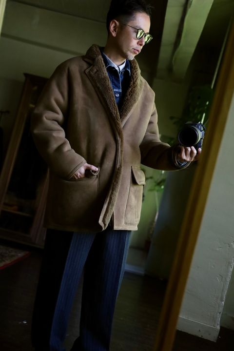 A.PRESSE Mouton Coatスタイル