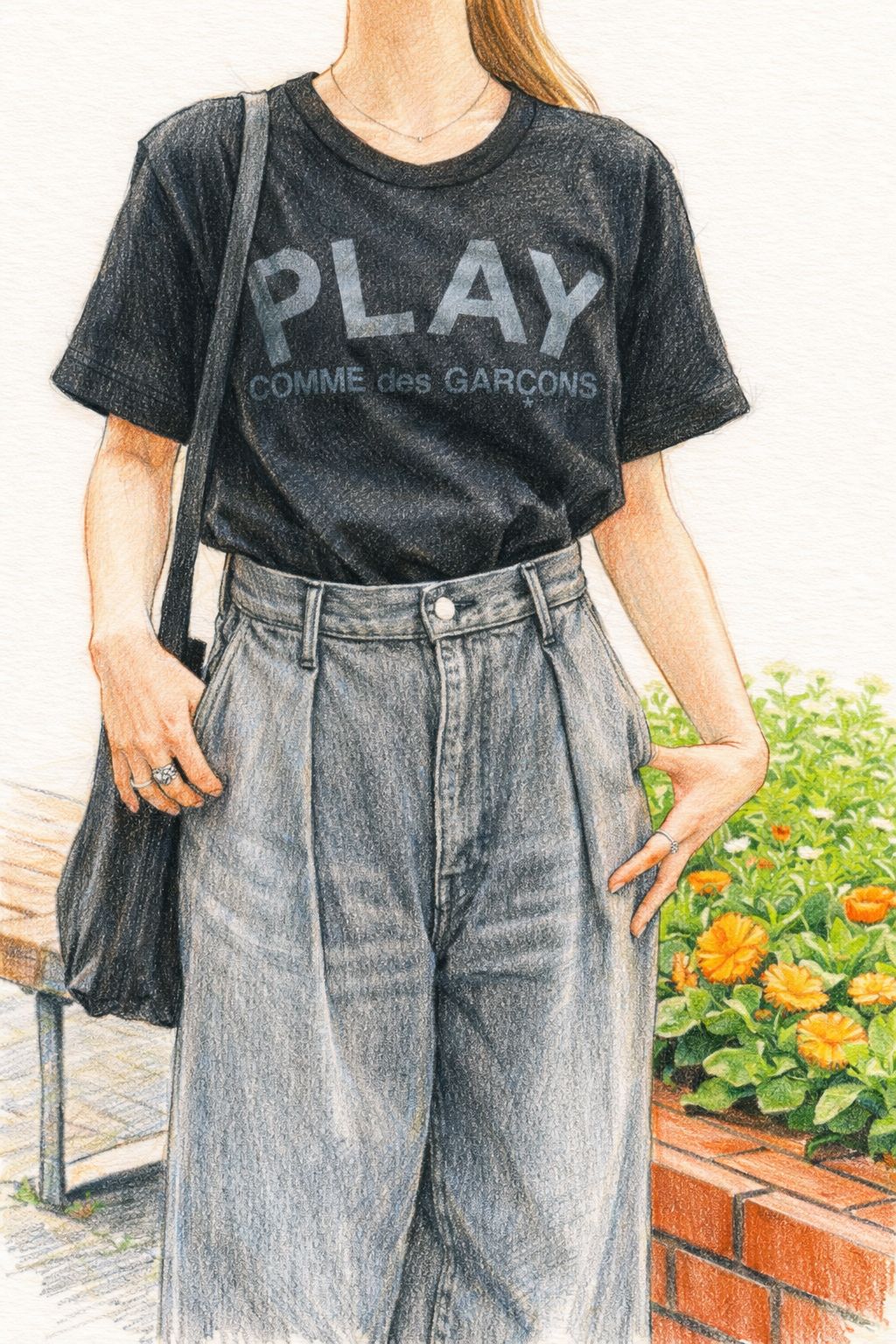 プレイコムデギャルソン PLAYロゴTシャツ (BLACK)