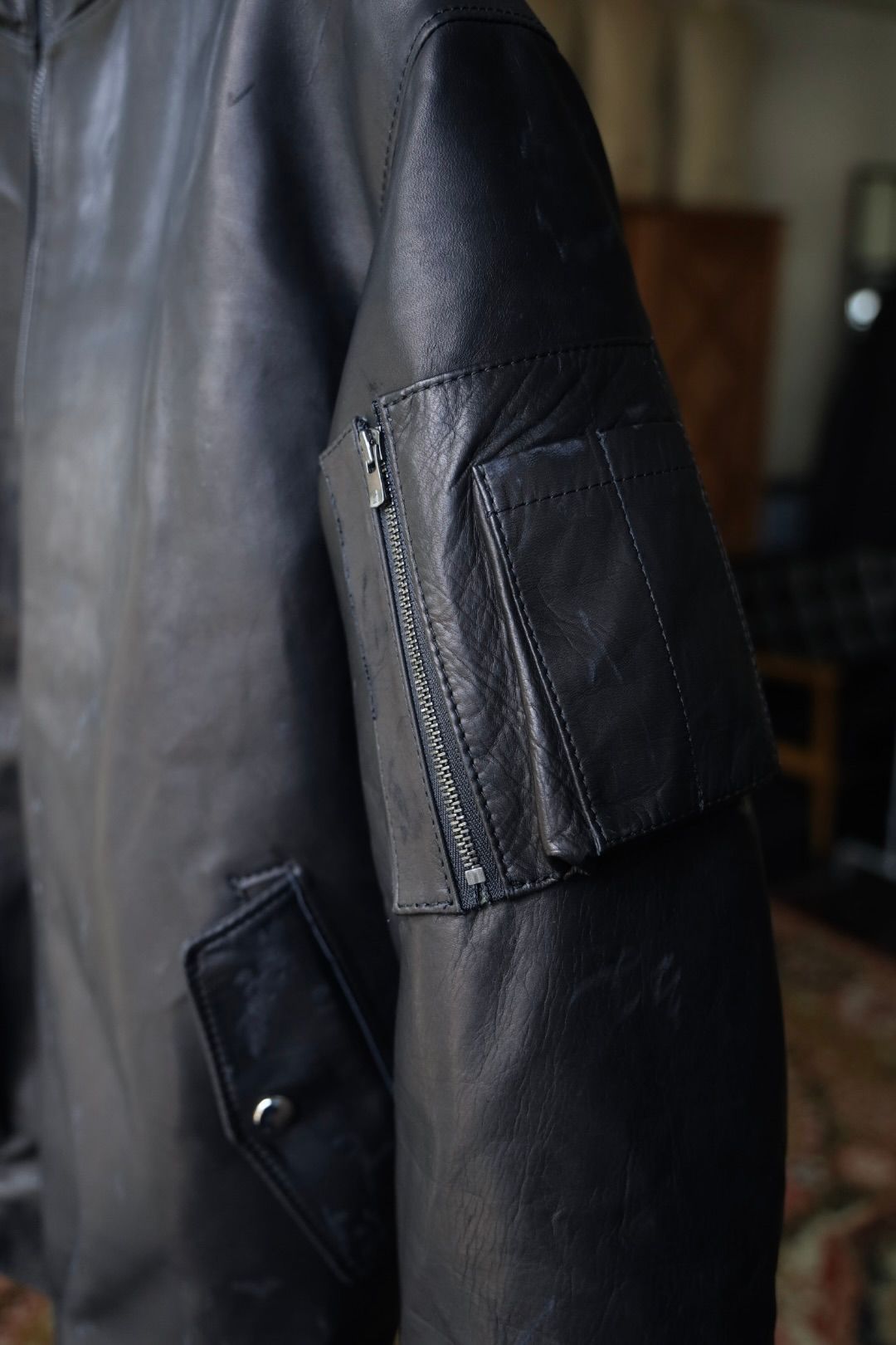トーキングアバウト ジ アブストラクション 25AW DAMAGE LEATHER PARKA (2526AW-J-007)BLACK☆新作発売！