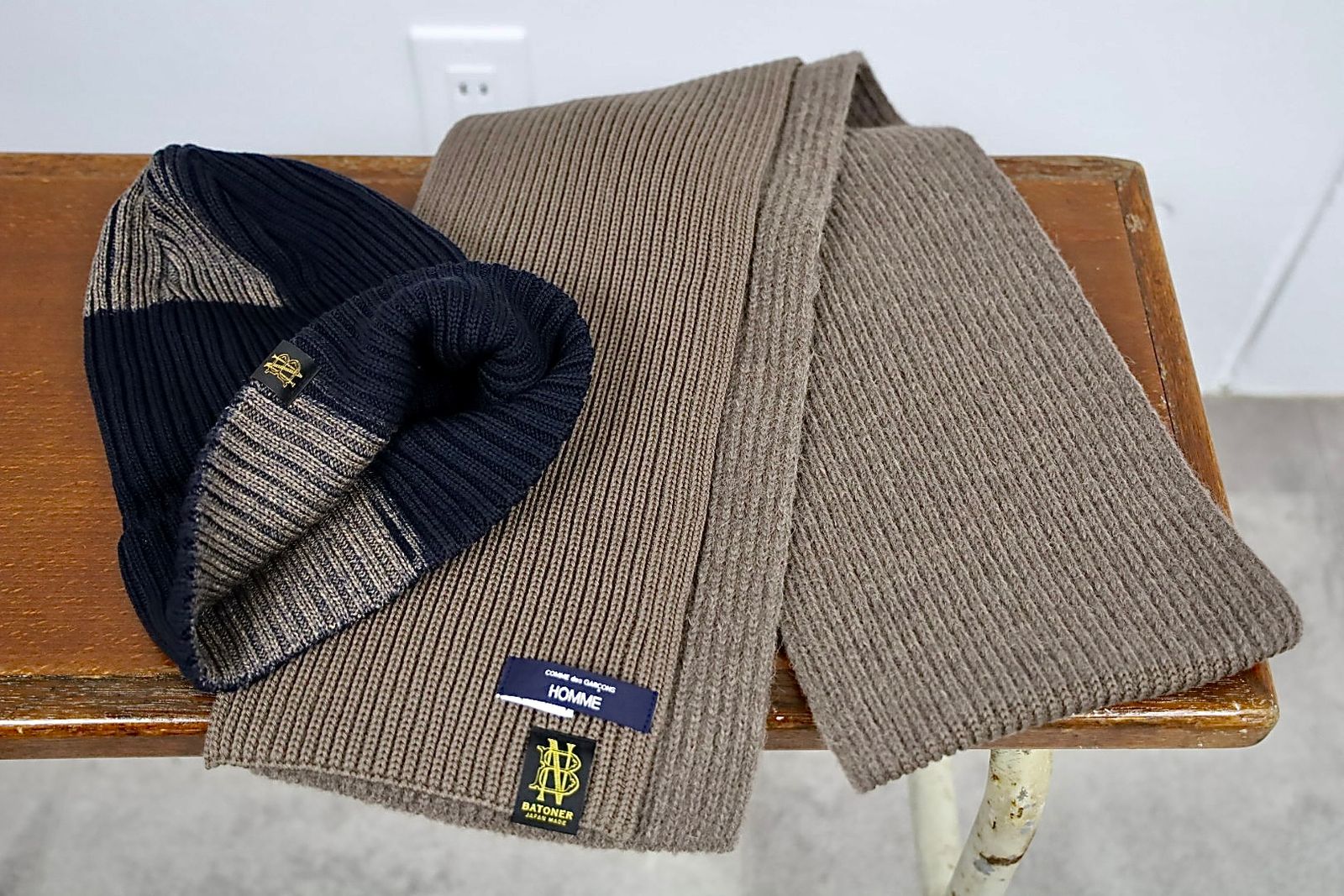 コムデギャルソンオム26FW BATONERアルパカマフラー (HR-N004-051-2)BEIGE☆8月7日(金)発売！