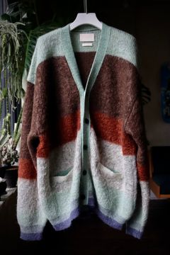 ヨーク23AW MOHAIR BORDER CARDIGAN(YK23FW0571S)BROWN
