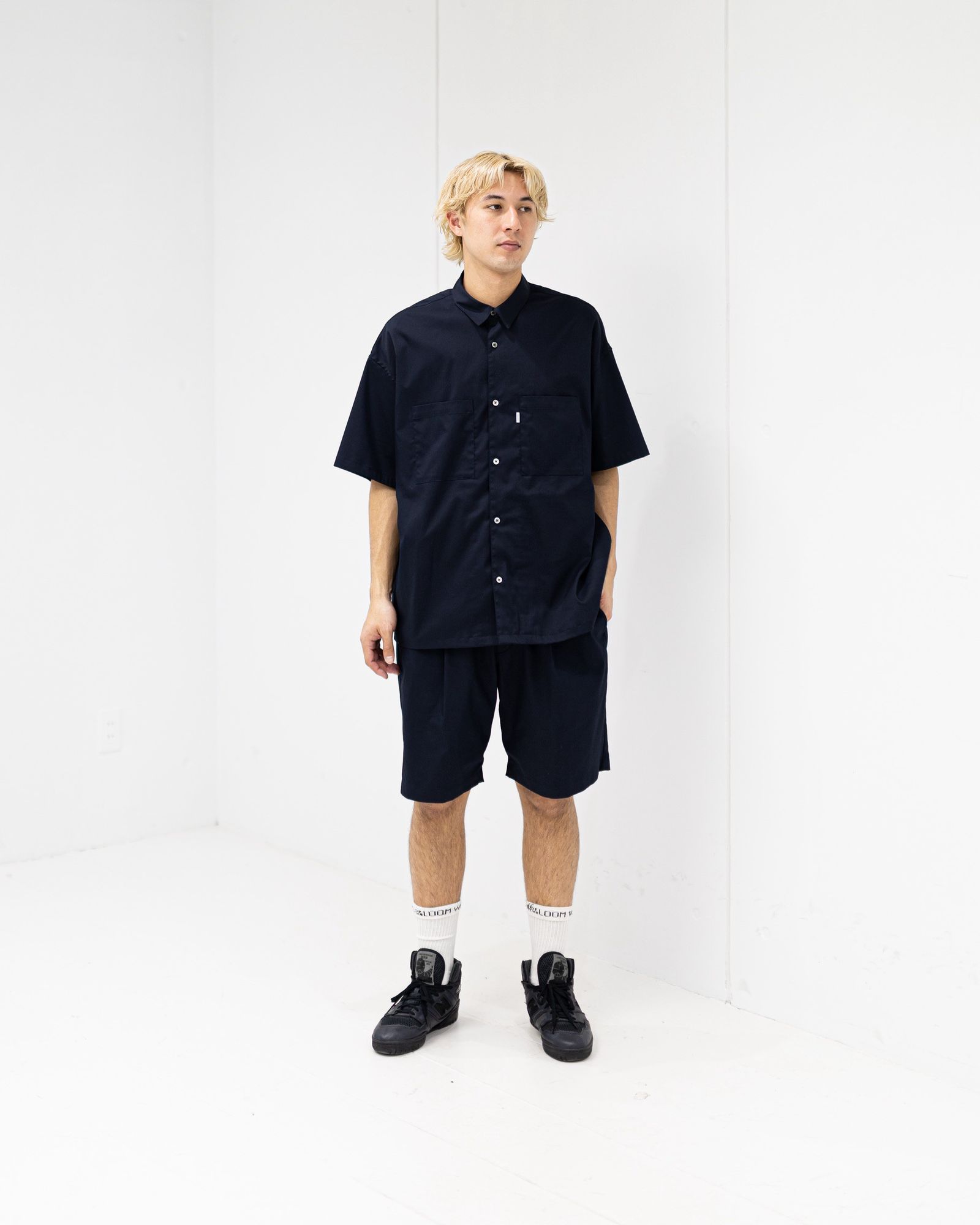 グラフペーパー 26SS Solotex Twill S/S Oversized Box Shirt(GM261-50159B)NAVY☆3月20日(金)発売！