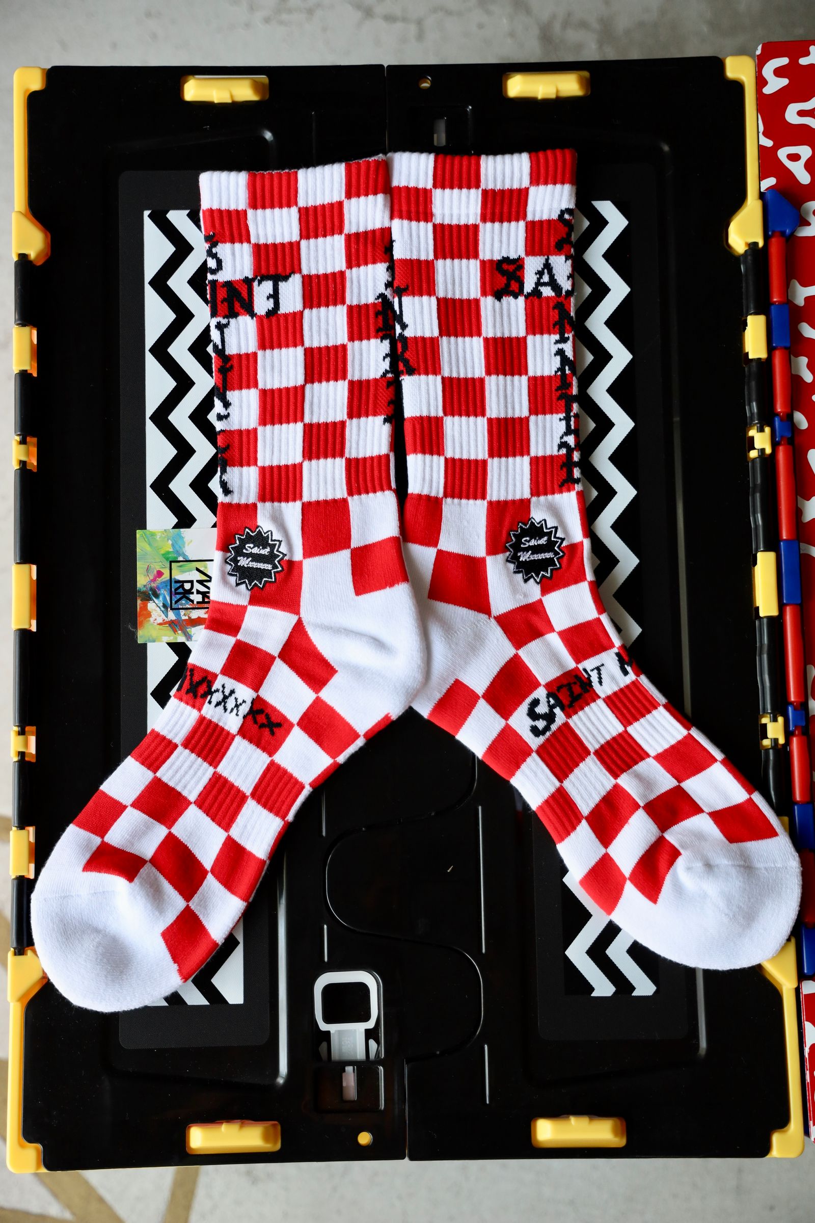 セントマイケル SAINT SINNER SOCKS(SM-HR1-0000-118)WHITE/RED