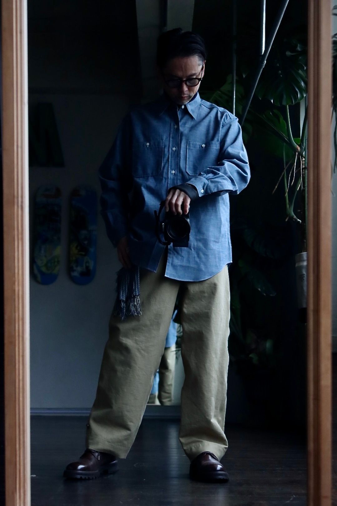 アプレッセ23SSシャツ Rigid Chambray Shirt(23SAP-02-02H)INDIGO - 1(S)