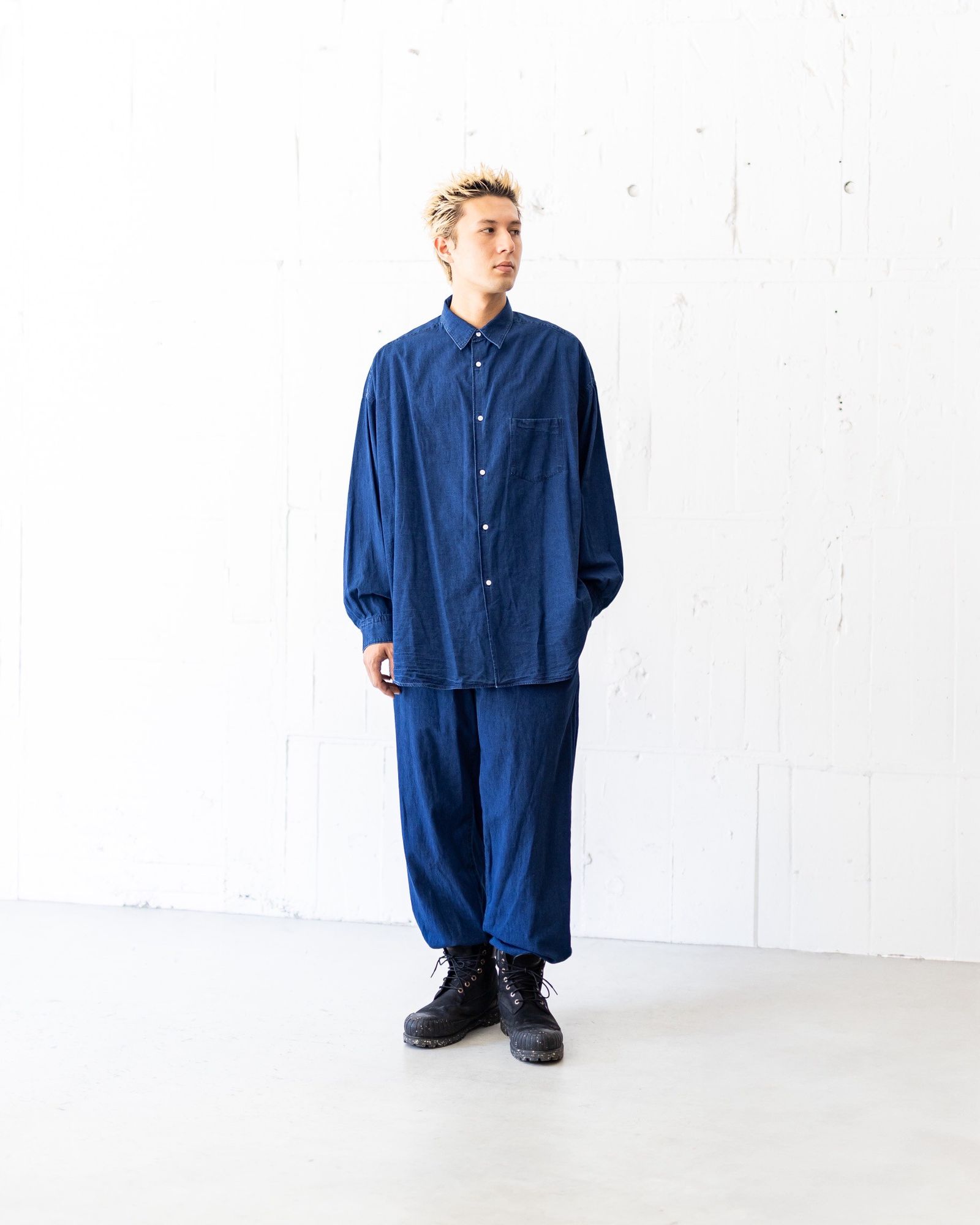 Graphpaper SIDOGRAS Indigo Poplin L/S Oversized Regular Collar Shirt(DARK FADE)☆8月2日(土)新作発売！