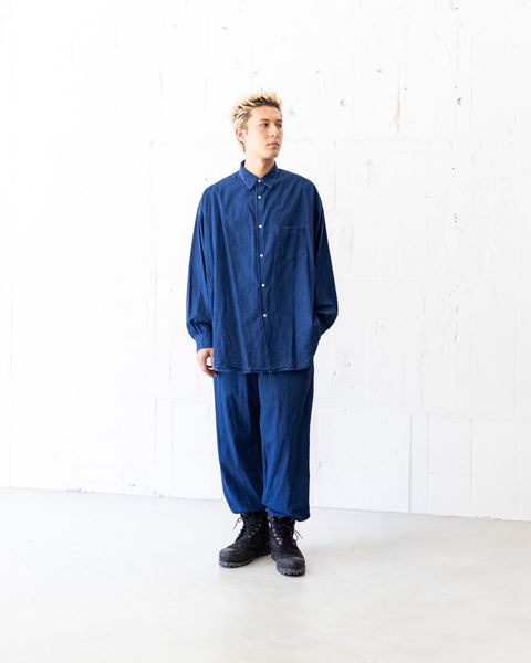 Graphpaper SIDOGRAS Indigo Poplin L/S Oversized Regular Collar Shirt(DARK FADE)☆8月2日(土)新作発売！