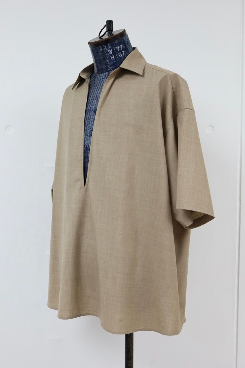 Graphpaper 26SS Fine Wool Heather S/S Skipper Shirt(GU261-50321)TAUPE☆2月21日(土)発売！
