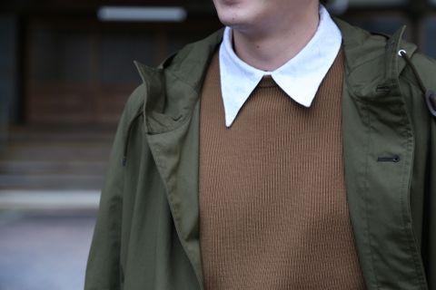 COMME des GARCONS HOMME 綿ナイロンウェザーフーデッドコート"KAHKI"style.2020.9.13.