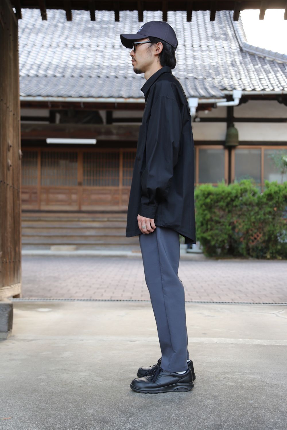 Graphpaper Broad L/S Oversized Regular Collar Shirt"BLACK"Style.2020.10.4.