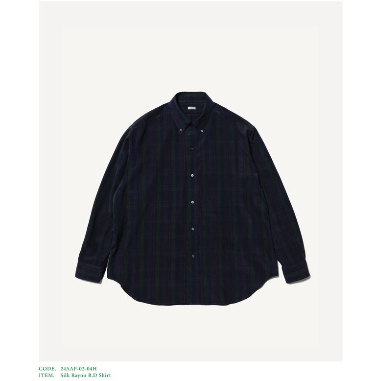 A.PRESSE - Silk Rayon B.D Shirt(24AAP-02-04H) BLACK WATCH | mark A.PRESSE - Silk Rayon B.D Shirt(24AAP-02-04H) BLACK WATCH | mark
