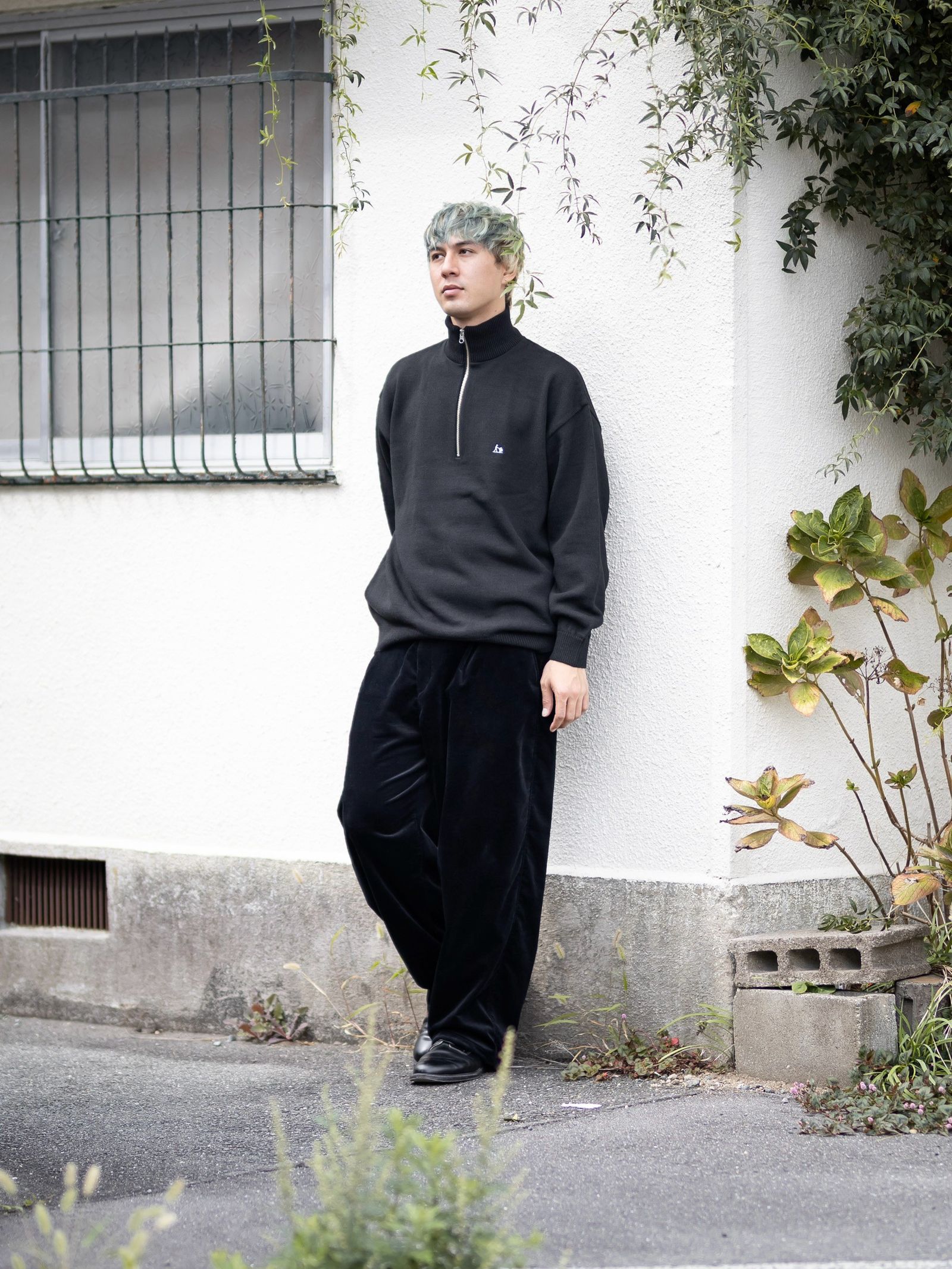 FreshService THERMAL JERSEY HARF ZIP KNIT MARK STYLE