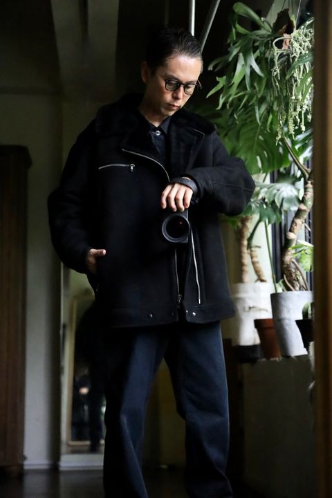 Graphpaper Sheep Mouton Aviator Jacketスタイル.2024.8.31.