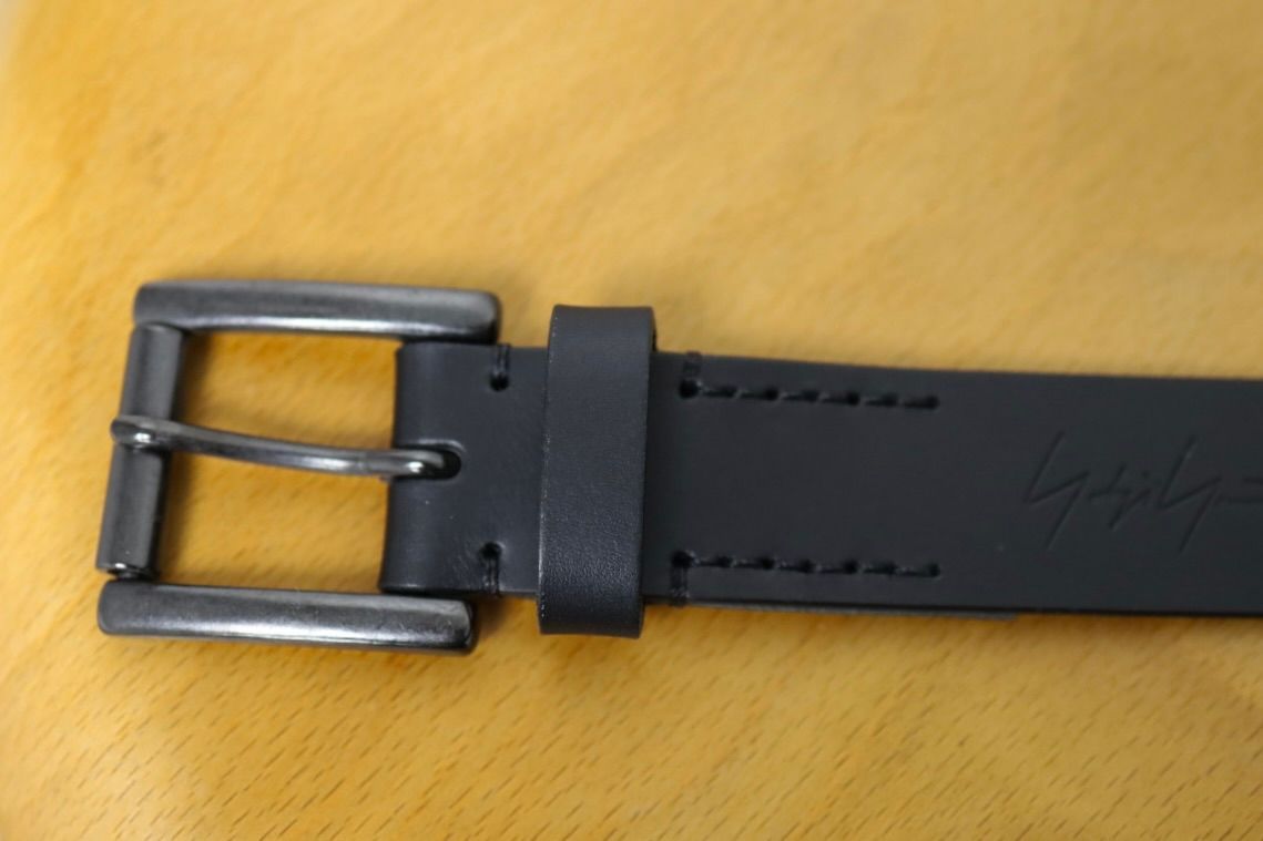 Yohji Yamamoto 26SS MATT SOFT OIL LEATHER 30MM PLAIN BELT(HK-F01-766)BLACK★新作発売！