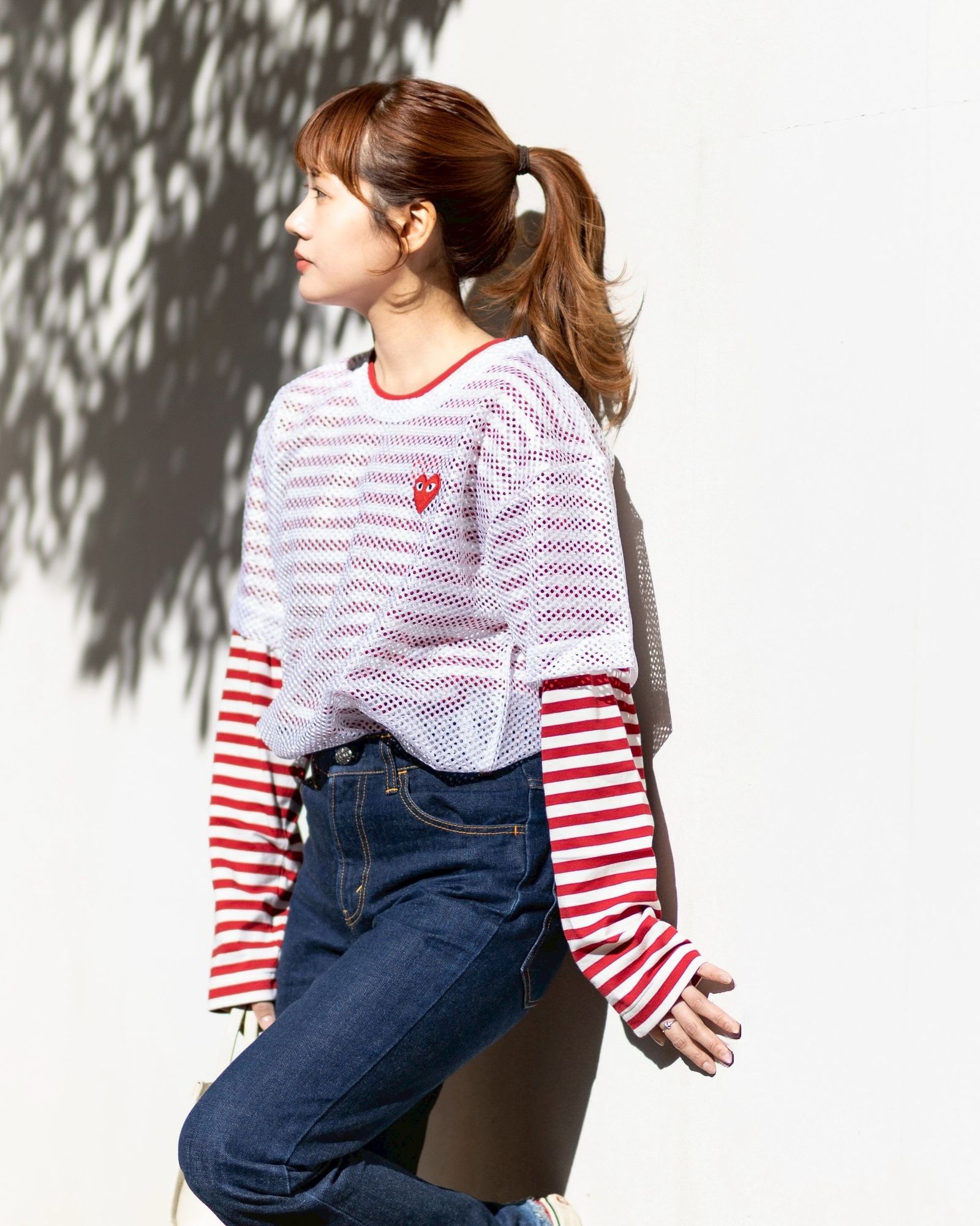 PLAY COMME des GARCONS 新作REDエンブレムメッシュTシャツstyle.2025.12.6