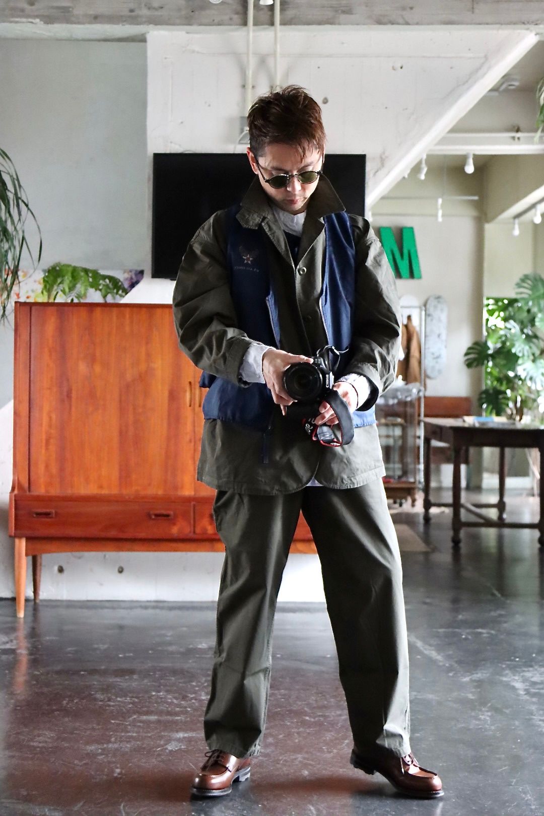 FreshService OVERDYED LEFT TWILL ENGINEER JACKET"DARK OLIVE"style.