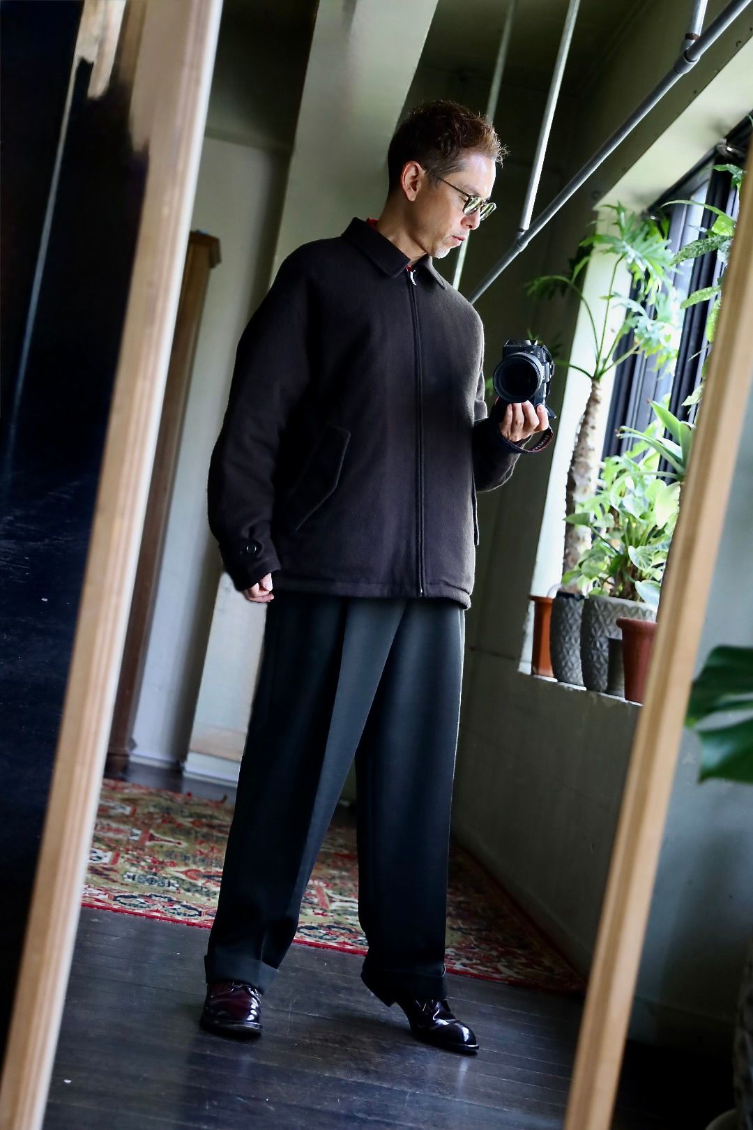 COMME des GARCONS HOMME 26FW ウールライトリバーシブルキルティングジャケット"BROWN"スタイル