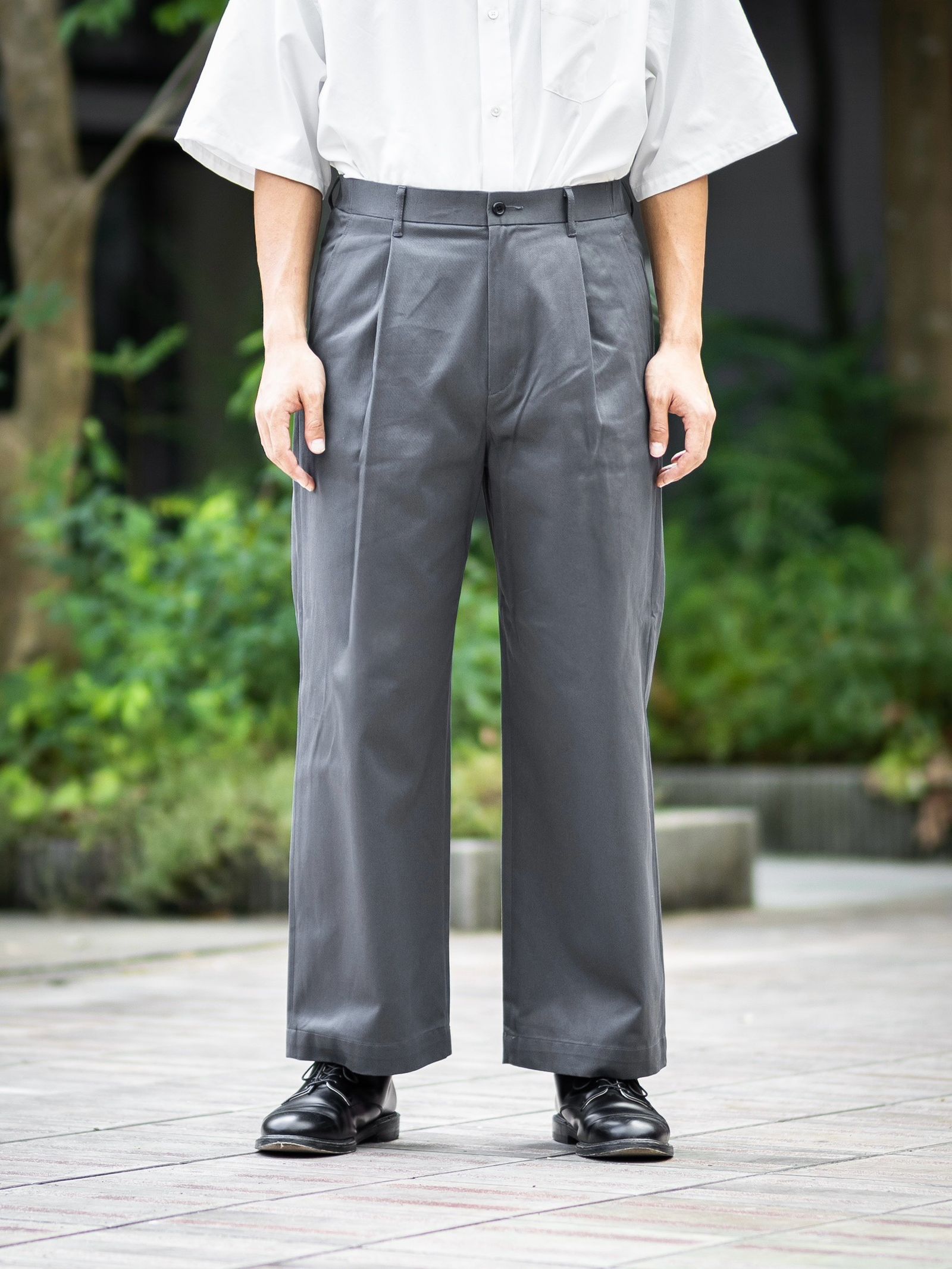 Graphpaper Westpoint Chino Wide Straight Trousers (GRAY) MARKスタイル