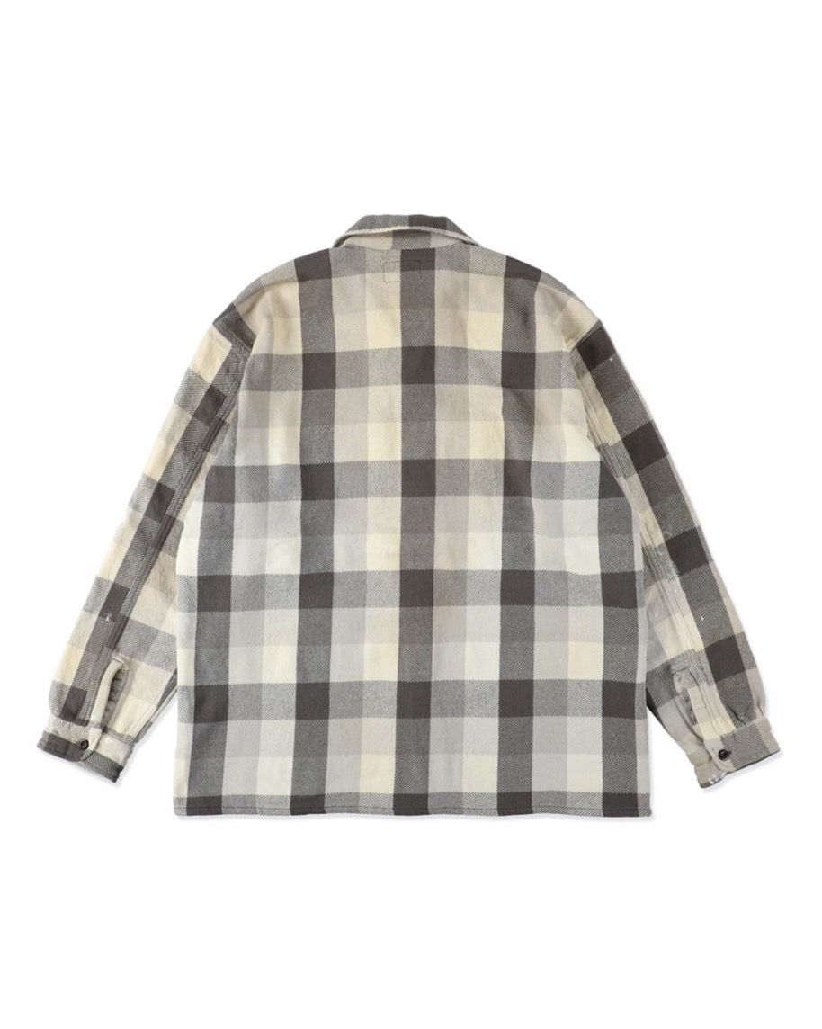 BOW WOW 25FWバウワウ DAMAGED AND STAINED FLANNEL SHIRT(BW252-DSFS) AGED GRAY x WHITE★9月27日(土)発売！