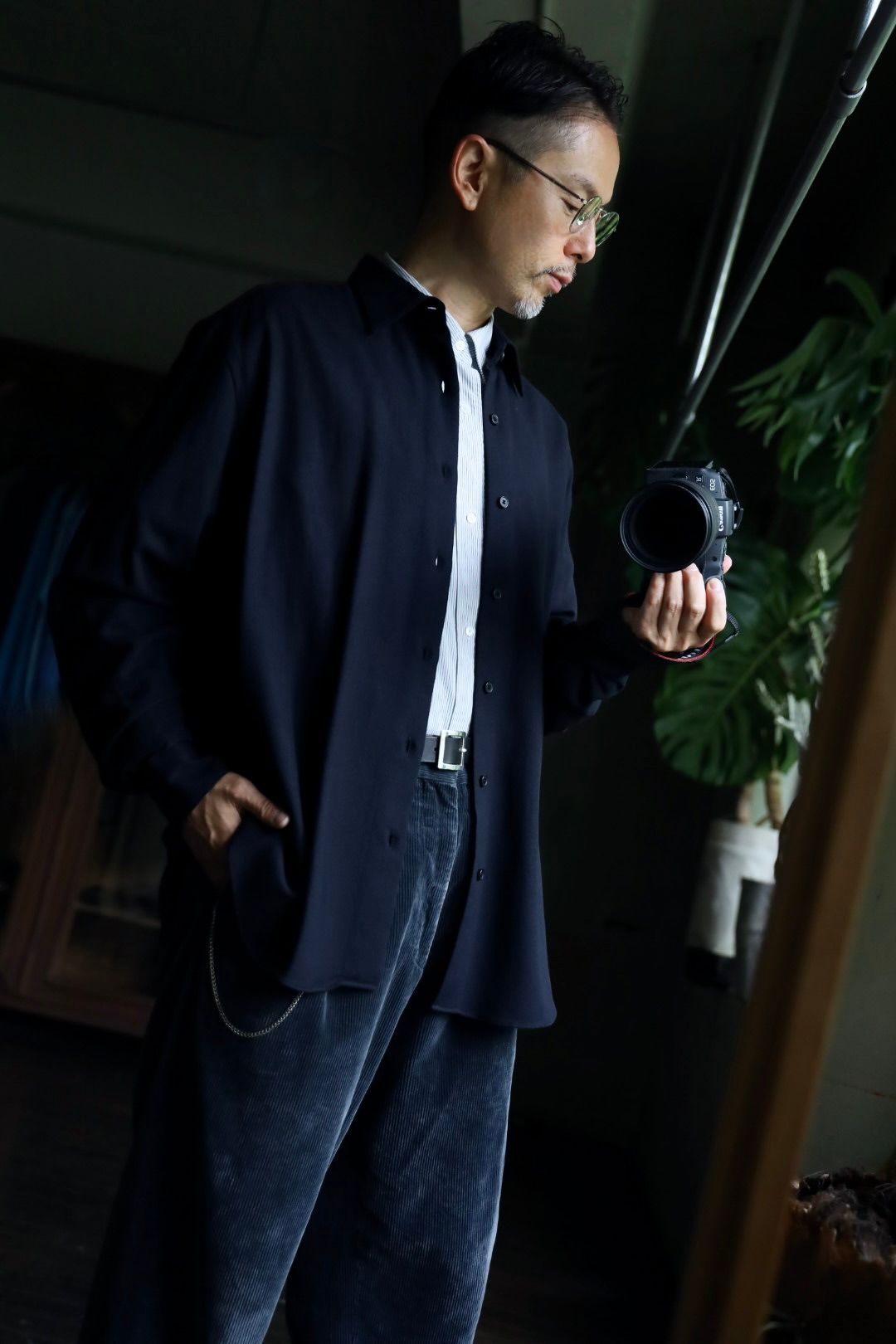 アプレッセ Wool Regular Collar Shirt(24AAP-02-01H)NAVY