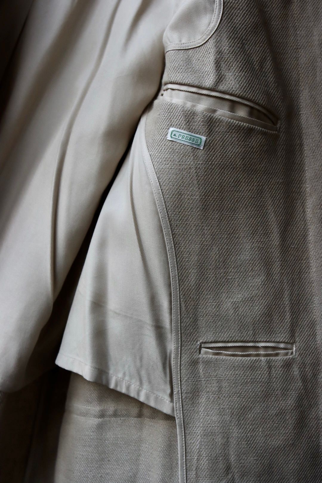 アプレッセ23SSコート Linen Half Coat(23SAP-01-06H)BEIGE