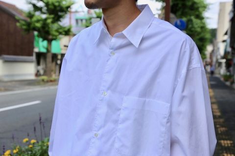 Graphpaper Broad L/S Oversized Regular Collar Shirt(GM203-50110B)"WHITE"Style.2020.7.14.