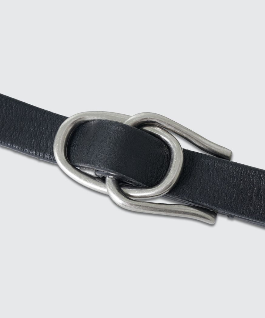 ヨーク 25FW Double Buckel Leather Belt(YK25FW01139A)BLACK