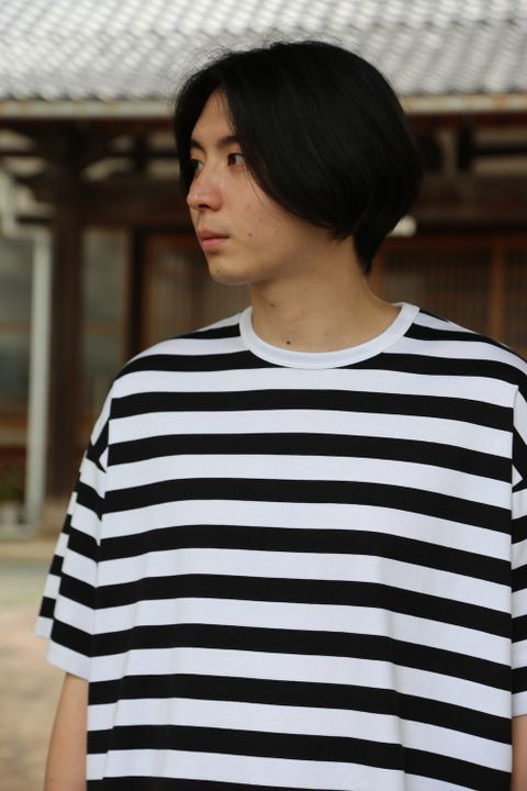 Graphpaper Border S/S Tee(GM203-70144B) style.2021.7.10.