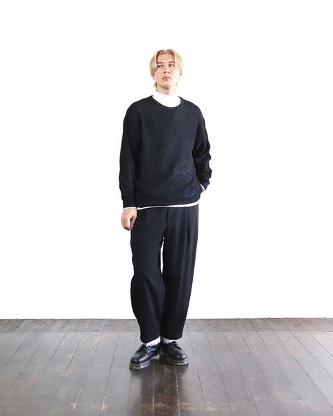 グラフペーパー 24SS Linen SOLOTEX Knit Crew Neck(BLACK) style 2024.3.15