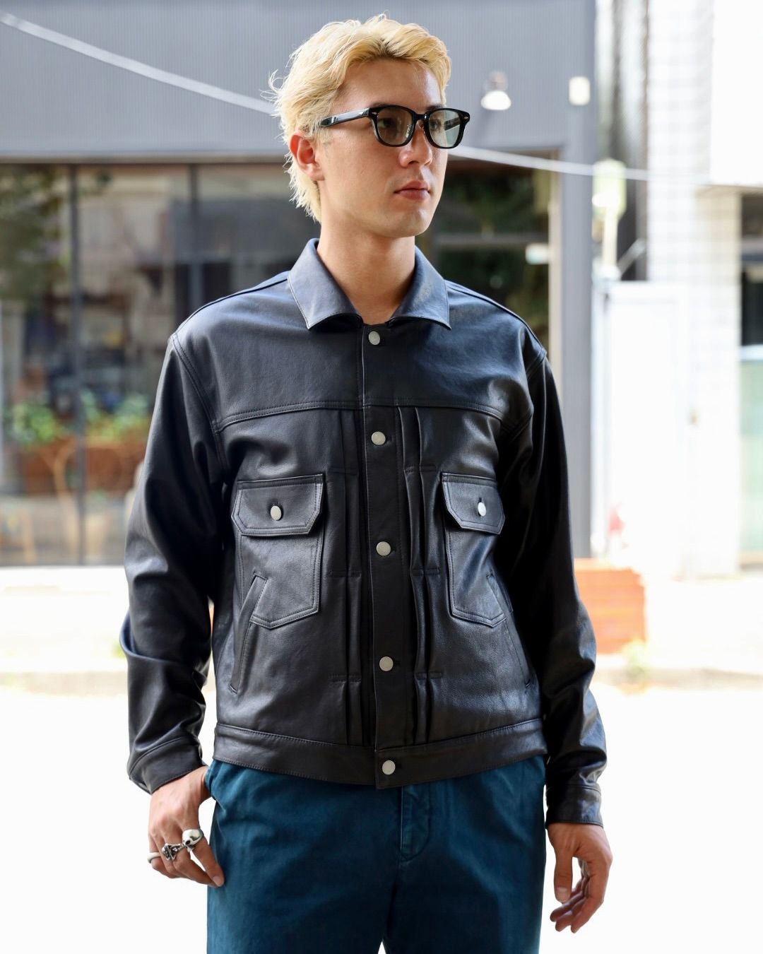 YOKE Leather Trucker Jacket MARKスタイル