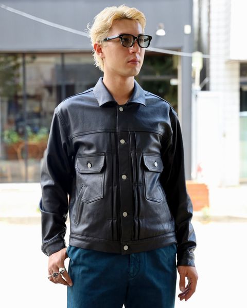 YOKE Leather Trucker Jacket MARKスタイル