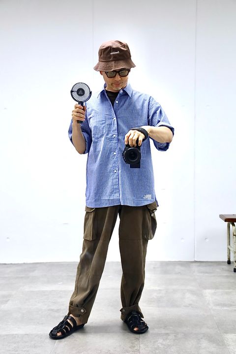 FreshService 26SS HRAFTeX® S/S STRIPE SHIRT"BLUE STRIPE"スタイル
