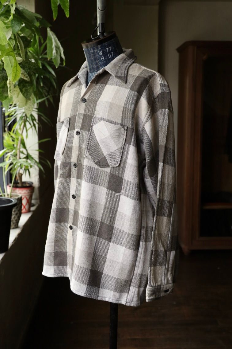 BOW WOW 25FWバウワウ DAMAGED AND STAINED FLANNEL SHIRT(BW252-DSFS) AGED GRAY x WHITE