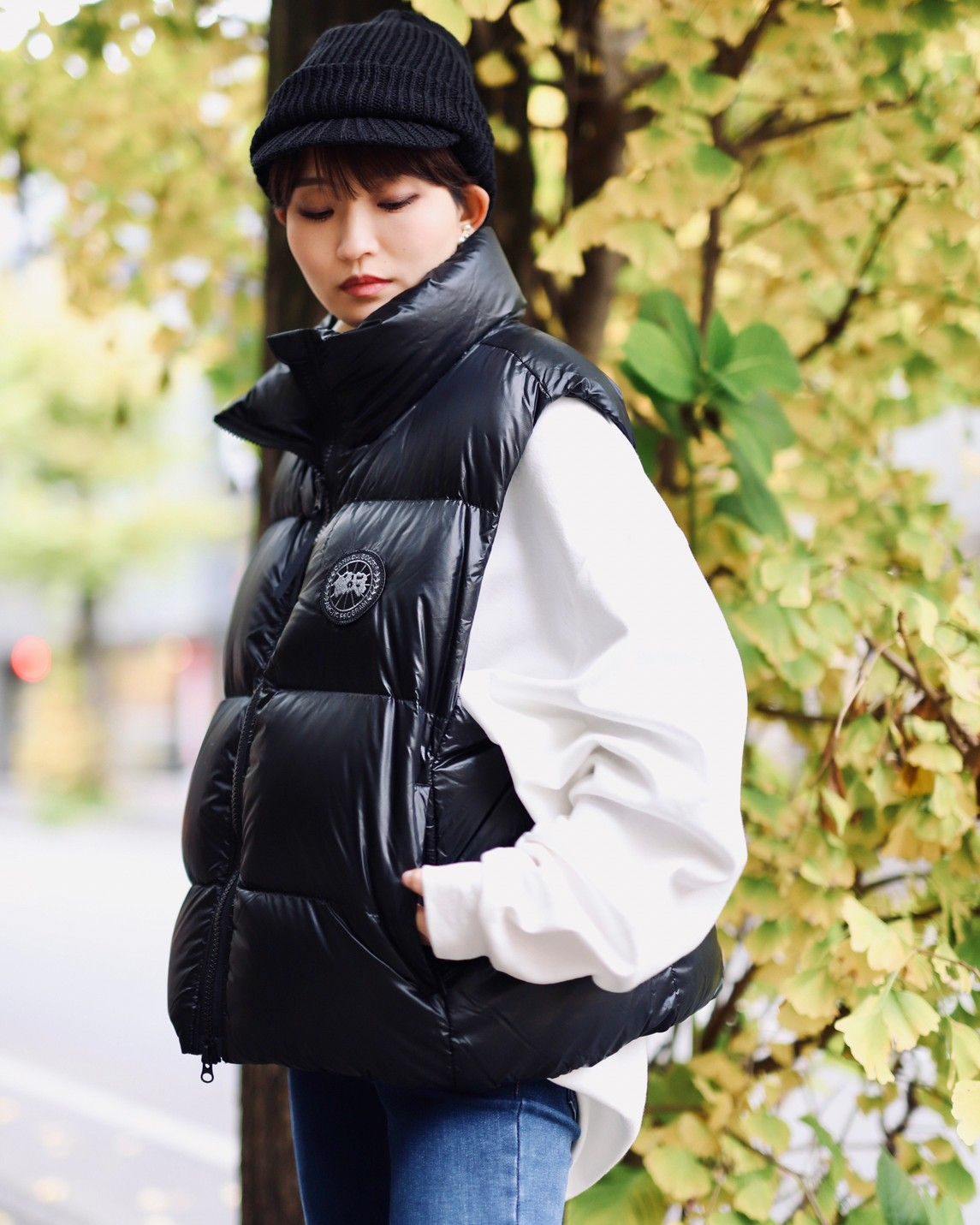 カナダグース23AWレディース CYPRESS PUFFER VEST BLACK LABEL(2257WB) BLACK カナダグース正規取扱店 -  XS