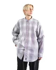 セダンオールパーパスSS24 Detachable Shadow Plaid BD Shirt (SD24S-SH04)Black Plaid