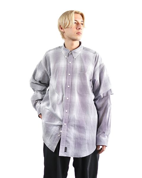 セダンオールパーパスSS24 Detachable Shadow Plaid BD Shirt (SD24S-SH04)Black Plaid