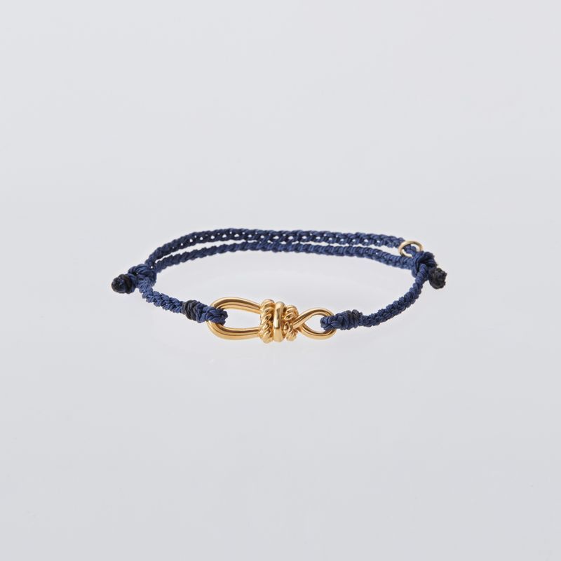 XOLO JEWELRY ショロジュエリー / Twisted Rope Link Silk Code Bracelet-Gold- (NAVY)