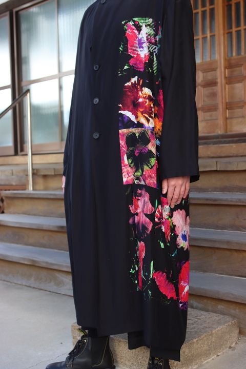 Yohji Yamamoto M-ノーカラー花柄シルクコート(HG-D03-410) style.2022.1.8
