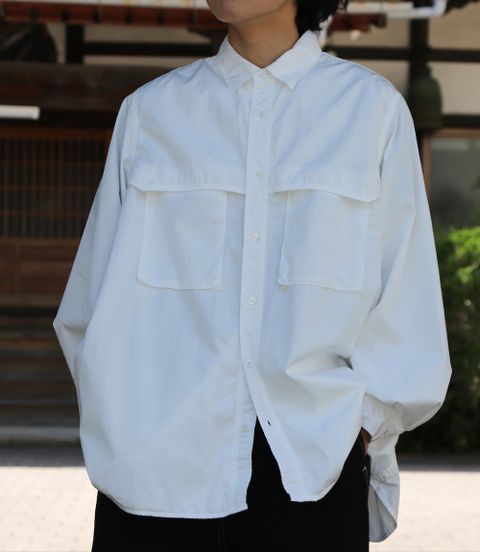 Graphpaper Garment Dyed Poplin Umbrella Yoke Shirt(GM211-50032) style. 2021.04.26.